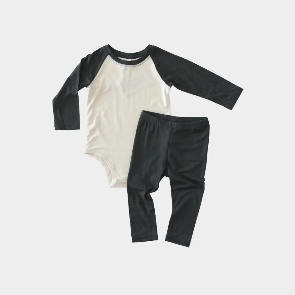 Baby Boy Baseball Bodysuit and Leggings Set in Graphite